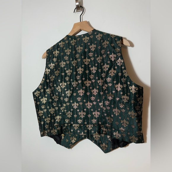 Hobby Horse Womens Equestrian Button Vest Vintage Sz Plus USA Green Gold - Picture 6 of 7